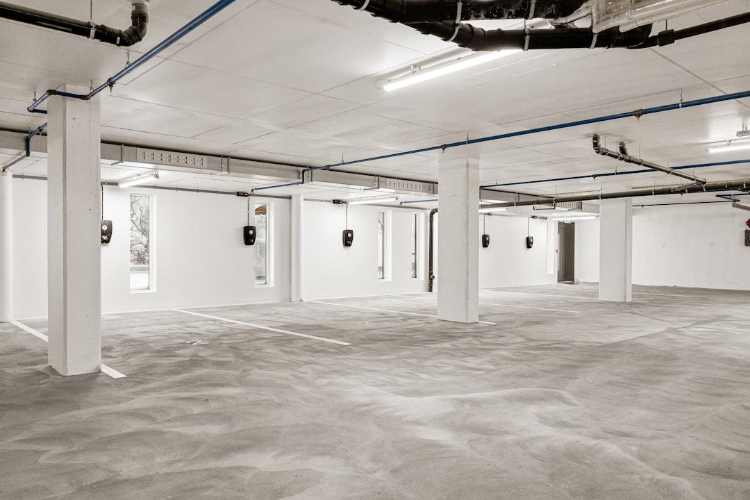 An empty parking garage with no doors